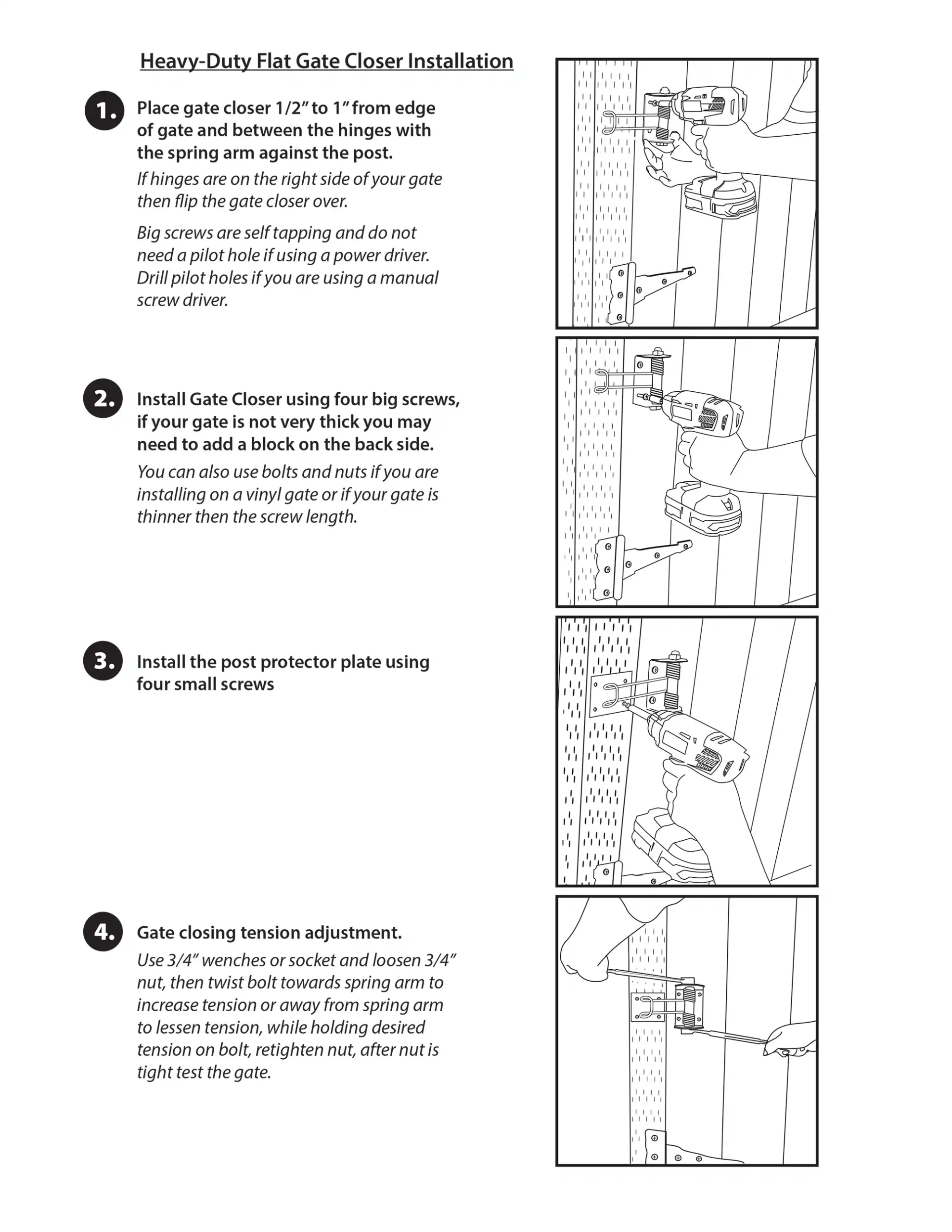 Heavy-Duty Flat Gate Closer Installation